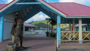 Moument in front of the Simpson Bay market on St Maarten / St Martin