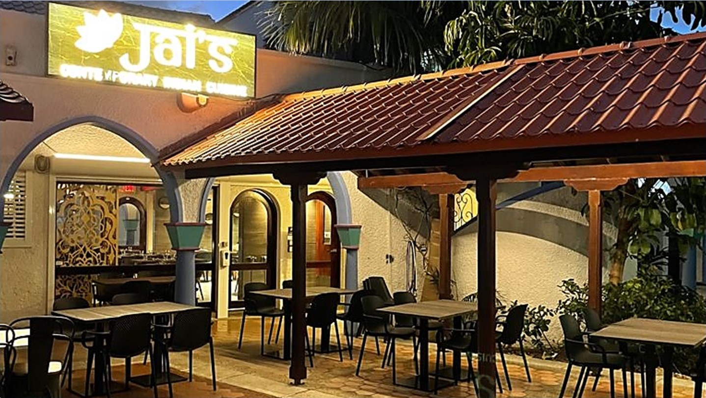 Jai's Contemporary Fusion Cuisine welcoming with a cozy terrace and Indian-Caribbean flavors on St Maarten / St Martin