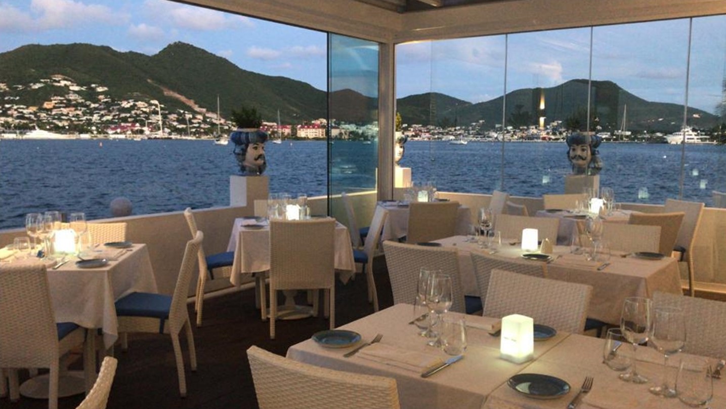 One of the St Maarten restaurants Dutch side is Sale & Pepe with a view to Simpson Bay Lagoon