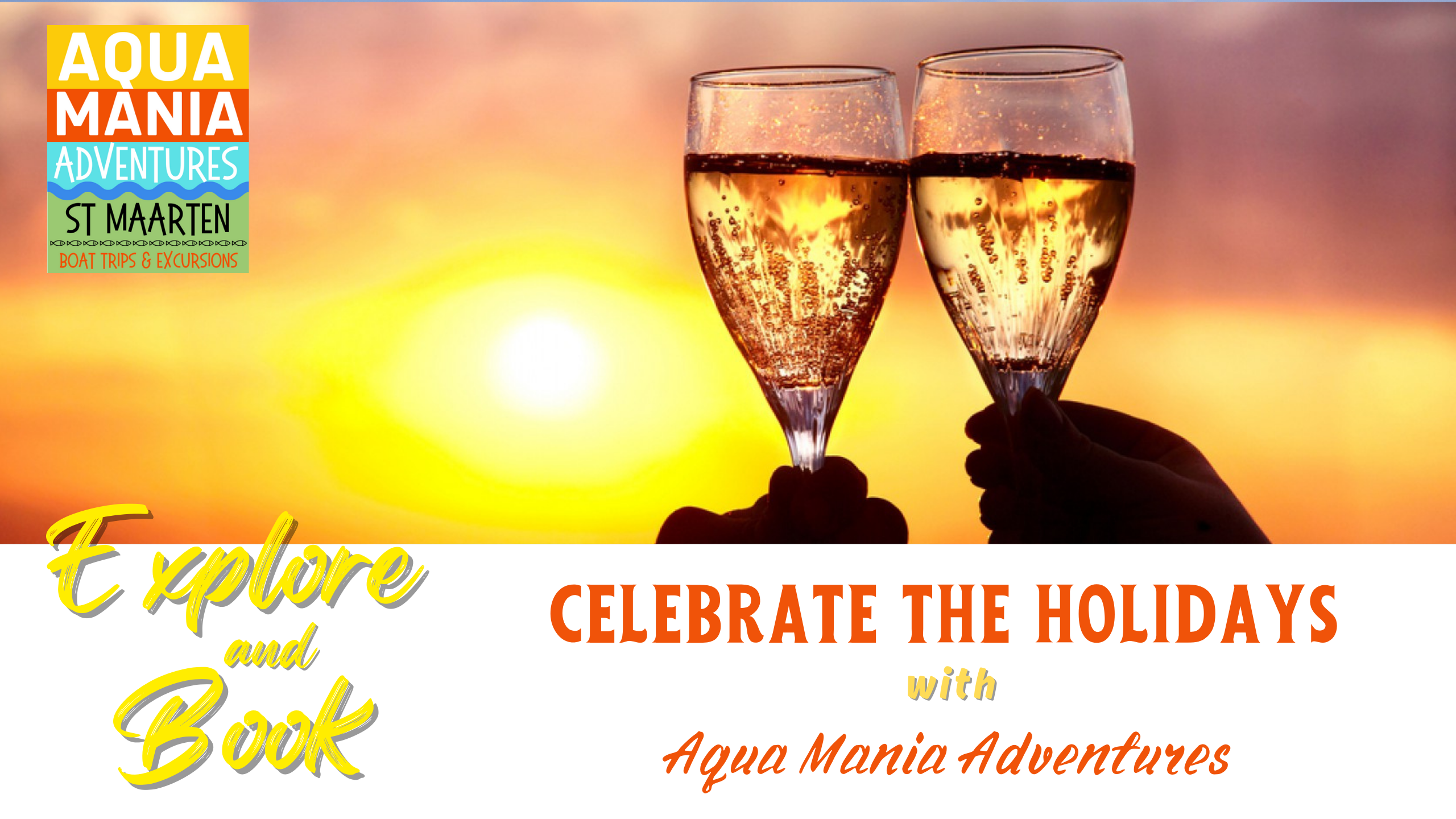 Two Champagne Glasses on a Aqua Mania Poster