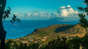 View at Oranjestad Statia with cloudy weather