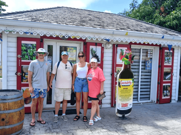 People in Front Street during the Retail therapy tour of twin island excursions