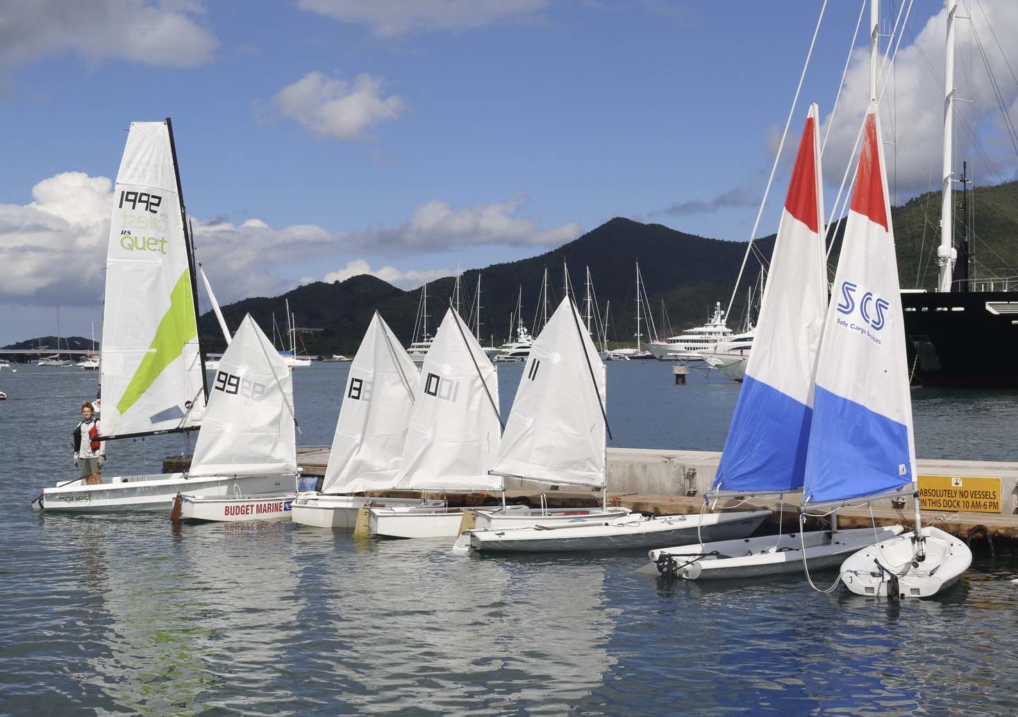 Sint Maarten Yacht Club Bar and Restaurant with sailboats at dock