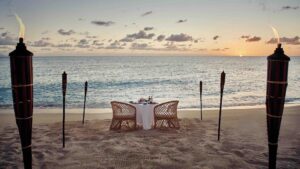 Belmond La Samanna beach dining at sunset beautiful resorts in St Martin